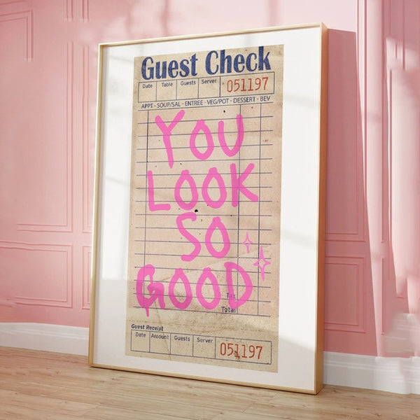 Retro Modern Rules Quote | You Look So Good | Wall Art Canvas Poster