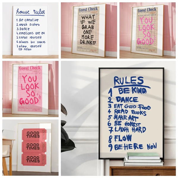 Retro Modern Rules Quote | You Look So Good | Wall Art Canvas Poster