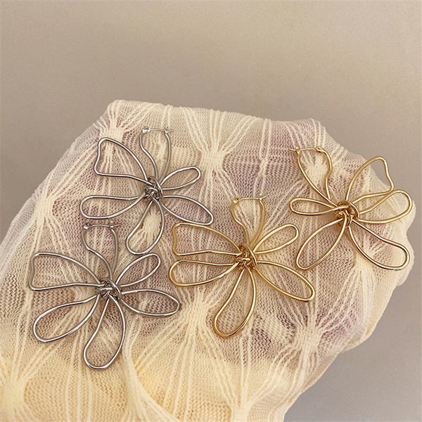 Metal Gold Flower Earrings