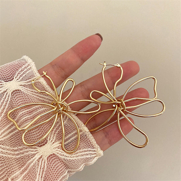 Metal Gold Flower Earrings