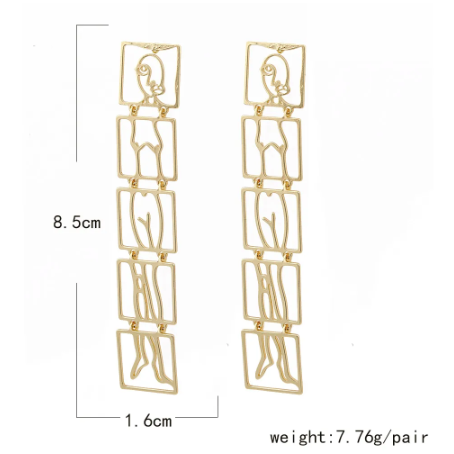 Metal Abstract Female Body Earrings