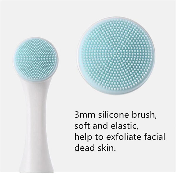 3D Bilateral Silicone Facial Cleanser | Manual Massage Facial Brush | Soft Silicone Double-Sided Face Brush