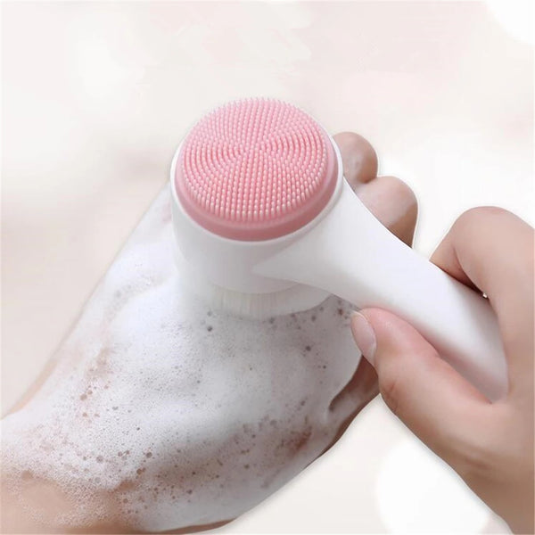 3D Bilateral Silicone Facial Cleanser | Manual Massage Facial Brush | Soft Silicone Double-Sided Face Brush