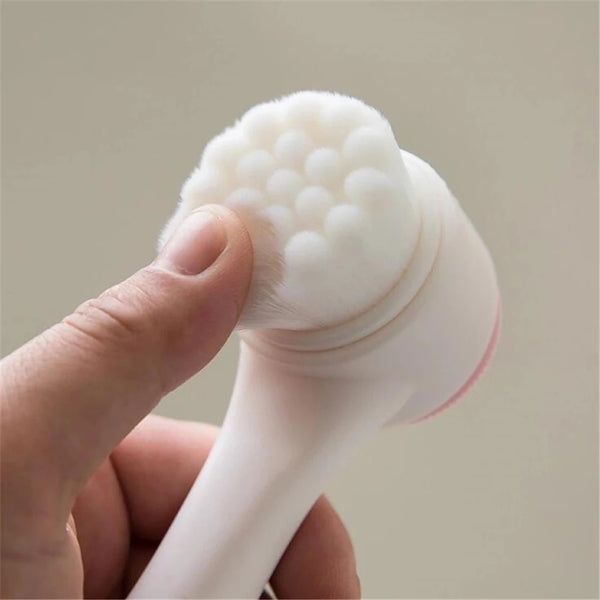 3D Bilateral Silicone Facial Cleanser | Manual Massage Facial Brush | Soft Silicone Double-Sided Face Brush