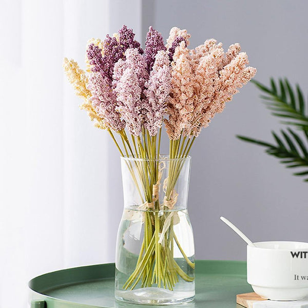 6pcs artificial flowers mini foam wheat grain home decoration wedding fake flower supplies arrangement outdoor balcony decor - Poshein