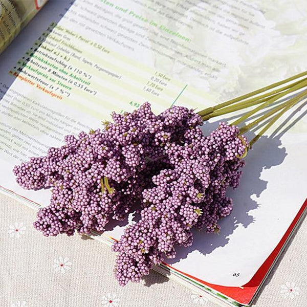 6pcs artificial flowers mini foam wheat grain home decoration wedding fake flower supplies arrangement outdoor balcony decor - Poshein