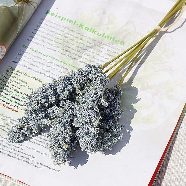 6pcs artificial flowers mini foam wheat grain home decoration wedding fake flower supplies arrangement outdoor balcony decor - Poshein