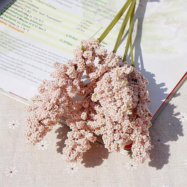 6pcs artificial flowers mini foam wheat grain home decoration wedding fake flower supplies arrangement outdoor balcony decor - Poshein
