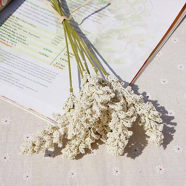 6pcs artificial flowers mini foam wheat grain home decoration wedding fake flower supplies arrangement outdoor balcony decor - Poshein