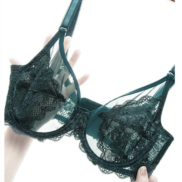 Meizimei transparent bras for women ultra thin lace bralette underwire push up plus big size top bh summer 34 36 38 40 ABCD cup - Poshein