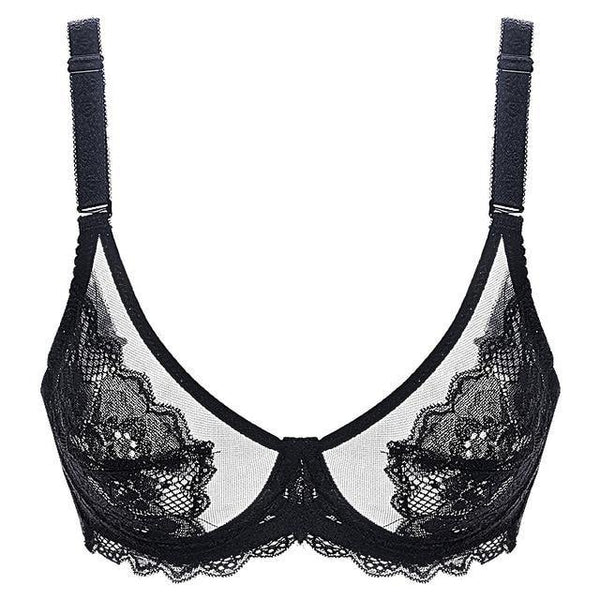 Meizimei transparent bras for women ultra thin lace bralette underwire push up plus big size top bh summer 34 36 38 40 ABCD cup - Poshein