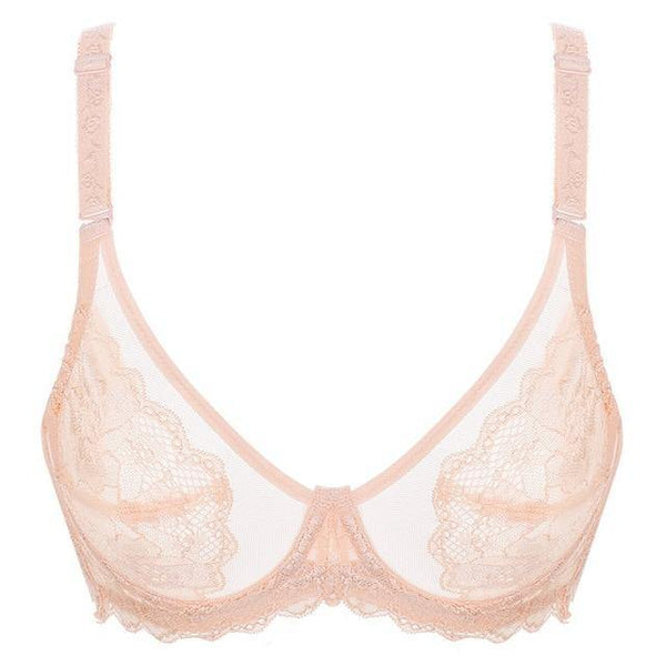 Meizimei transparent bras for women ultra thin lace bralette underwire push up plus big size top bh summer 34 36 38 40 ABCD cup - Poshein