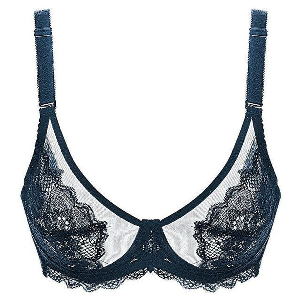 Meizimei transparent bras for women ultra thin lace bralette underwire push up plus big size top bh summer 34 36 38 40 ABCD cup - Poshein