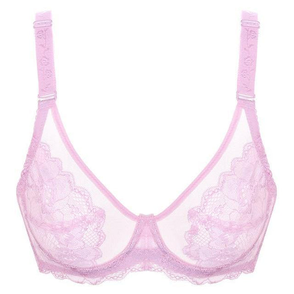 Meizimei transparent bras for women ultra thin lace bralette underwire push up plus big size top bh summer 34 36 38 40 ABCD cup - Poshein