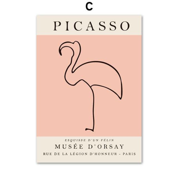Picasso Matisse Flamingo Penguin Cat Abstract Art Canvas Painting Nordic Posters And Prints Wall Pictures For Living Room Decor - Poshein