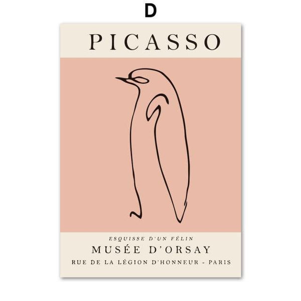 Picasso Matisse Flamingo Penguin Cat Abstract Art Canvas Painting Nordic Posters And Prints Wall Pictures For Living Room Decor - Poshein