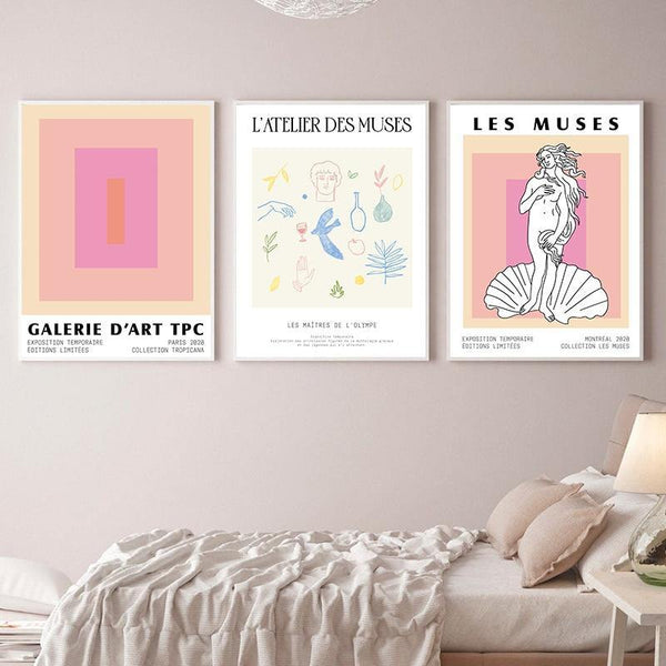 Color Block Matisse Abstract Artwork Canvas Painting Les Muses Greek Statue Art Prints Greek Goddess Mid Century Modern Posters - Poshein