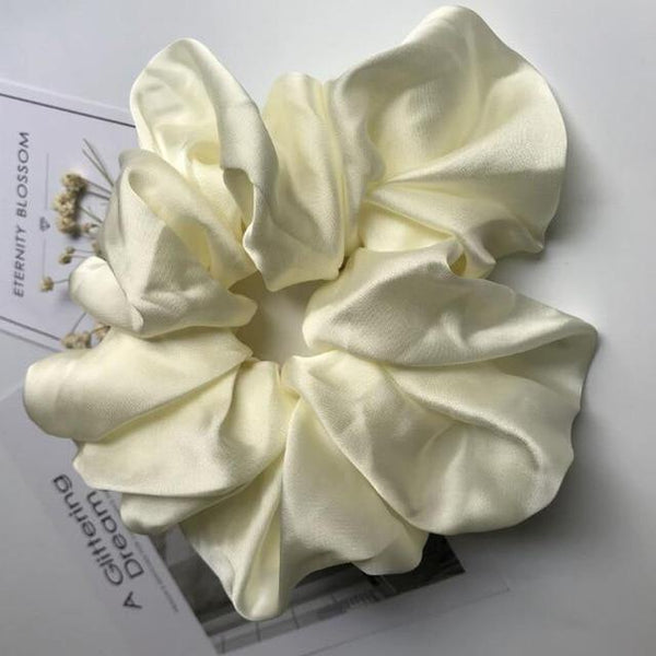 Oversized Hair Scrunchies For Women Solid Satin Silk Scrunchie Hair Rubber Bands Elastic Hair Ties Accessories Ponytail Holder - Poshein