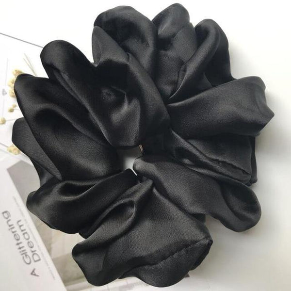 Oversized Hair Scrunchies For Women Solid Satin Silk Scrunchie Hair Rubber Bands Elastic Hair Ties Accessories Ponytail Holder - Poshein