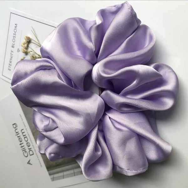 Oversized Hair Scrunchies For Women Solid Satin Silk Scrunchie Hair Rubber Bands Elastic Hair Ties Accessories Ponytail Holder - Poshein