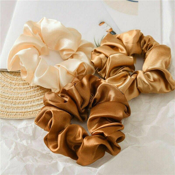 Women Silk Scrunchie Elastic Handmade Multicolor Hair Band Ponytail Holder Headband Headdress Hair Accessories - Poshein
