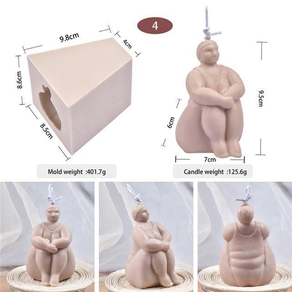 Plump Large Big Plus Size Silicone Body Candle Mold Yoga Female Hips Aromatherapy Nude Creative DIY Handmade Perfume Fat Torso - Poshein