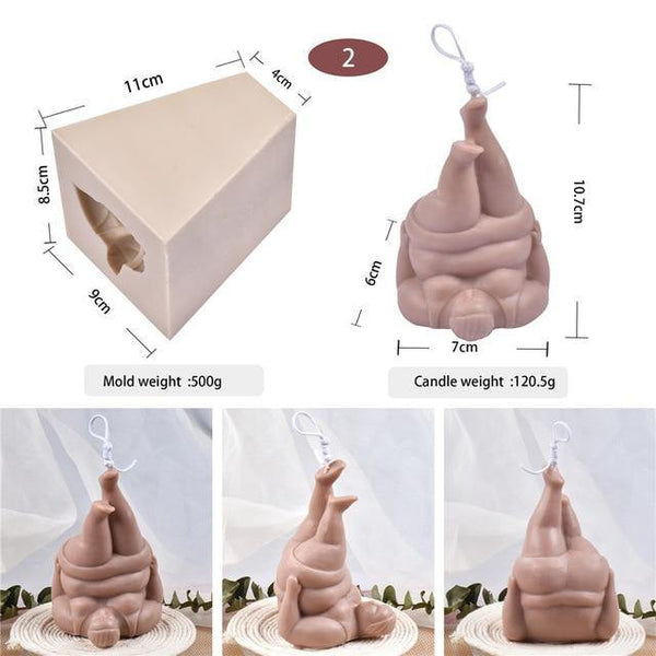 Plump Large Big Plus Size Silicone Body Candle Mold Yoga Female Hips Aromatherapy Nude Creative DIY Handmade Perfume Fat Torso - Poshein