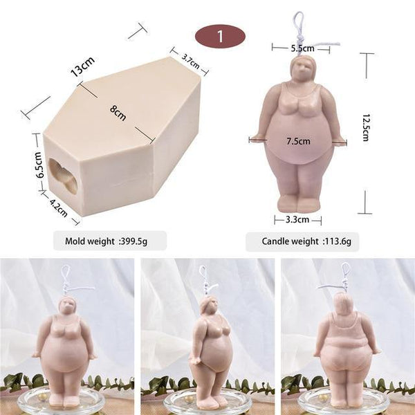 Plump Large Big Plus Size Silicone Body Candle Mold Yoga Female Hips Aromatherapy Nude Creative DIY Handmade Perfume Fat Torso - Poshein