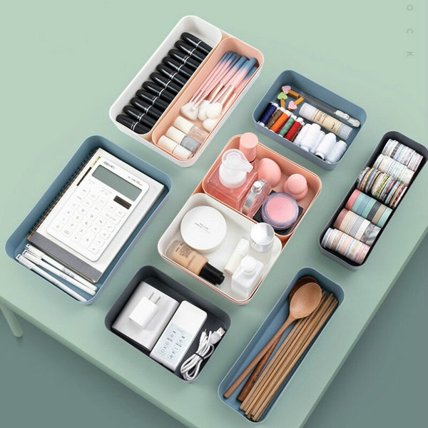 Combinable Storage Box Desktop Cosmetic Storage Tray Makeup Clothes Tableware Holder Plastic Storage Drawers Underwear Organizer